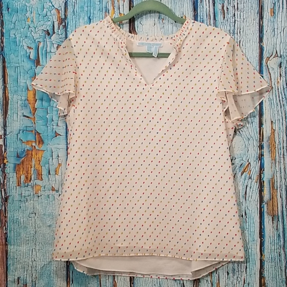 Draper James Tops - Draper James Swiss Dot Flutter Sleeve Top